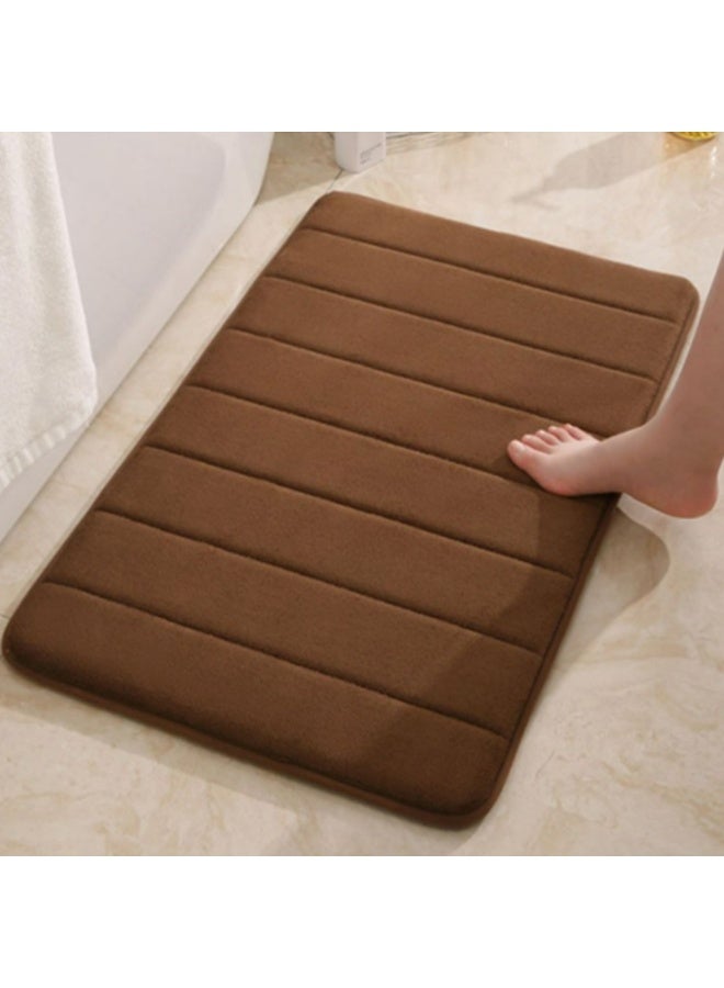 Coral Fleece Memory Foam Bath Mat, Striped Non-Slip Bathroom Floor Mat, 2 Pack - Image 5